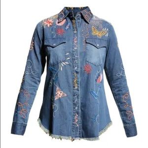 Johnny Was Carmen Frayed Westward Blouse